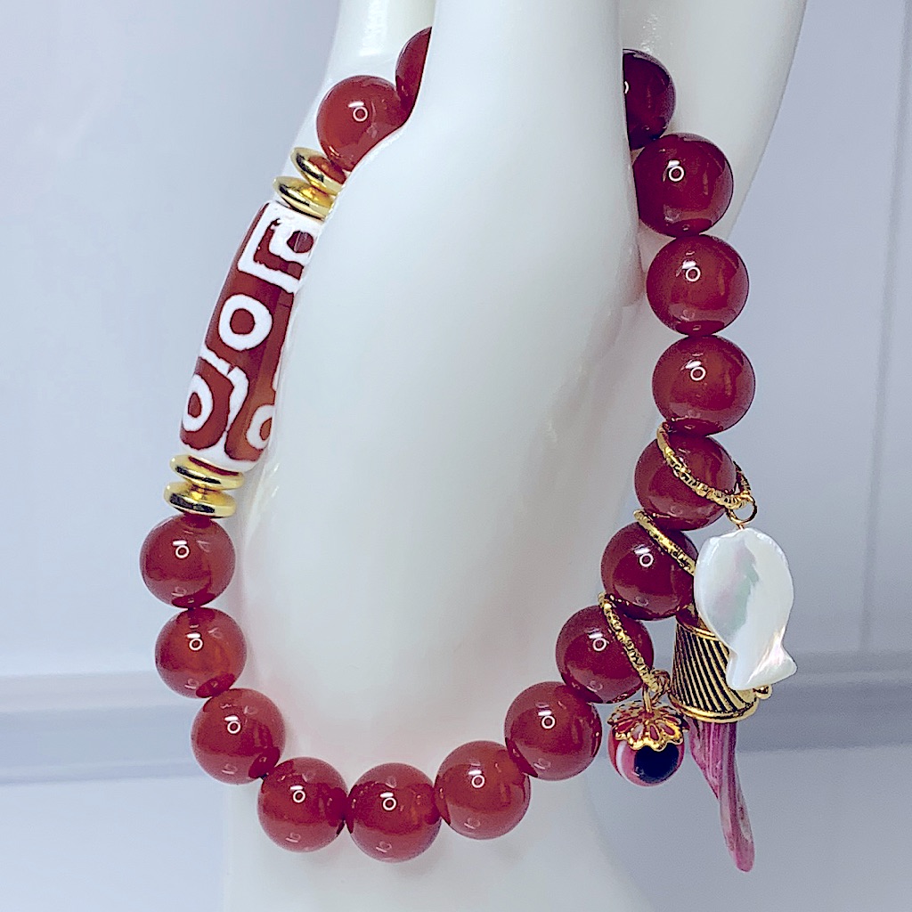 Carnelian Dzi Agate Stones Natural Bracelet Size 7 45$